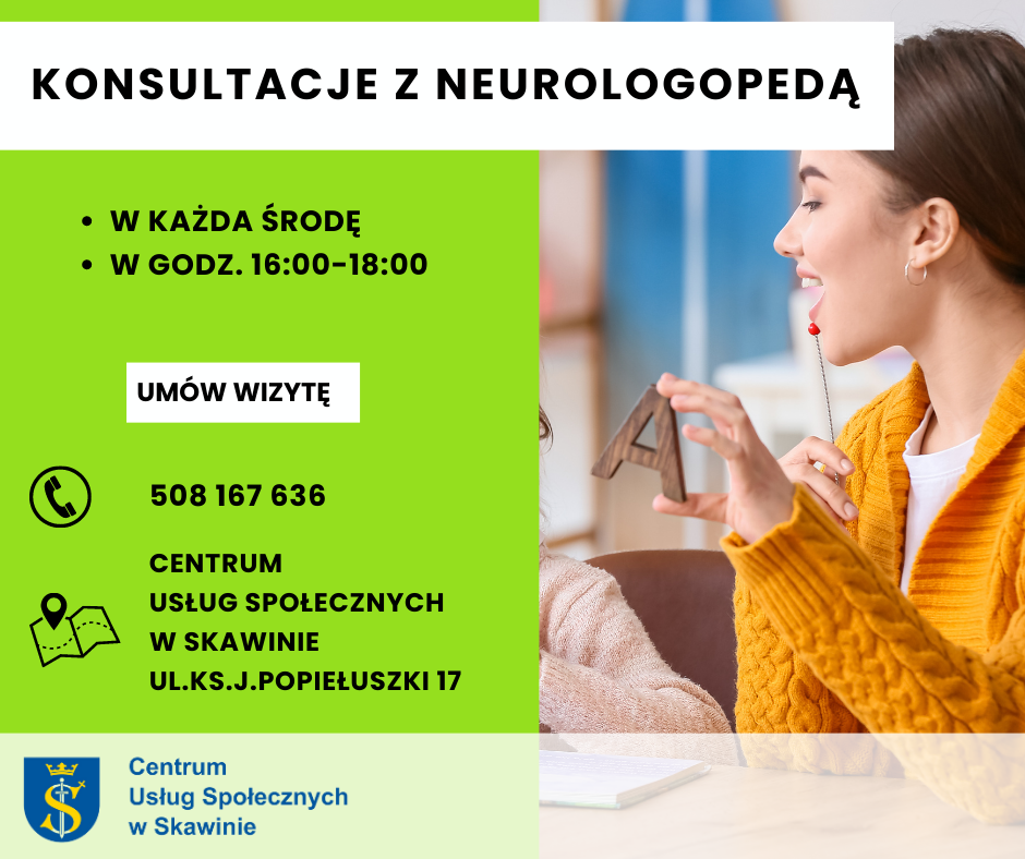 Bezpłatne konsultacje z neurologopedą Środa od godz. 16:00